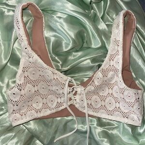 For love and lemons white lace bikini top